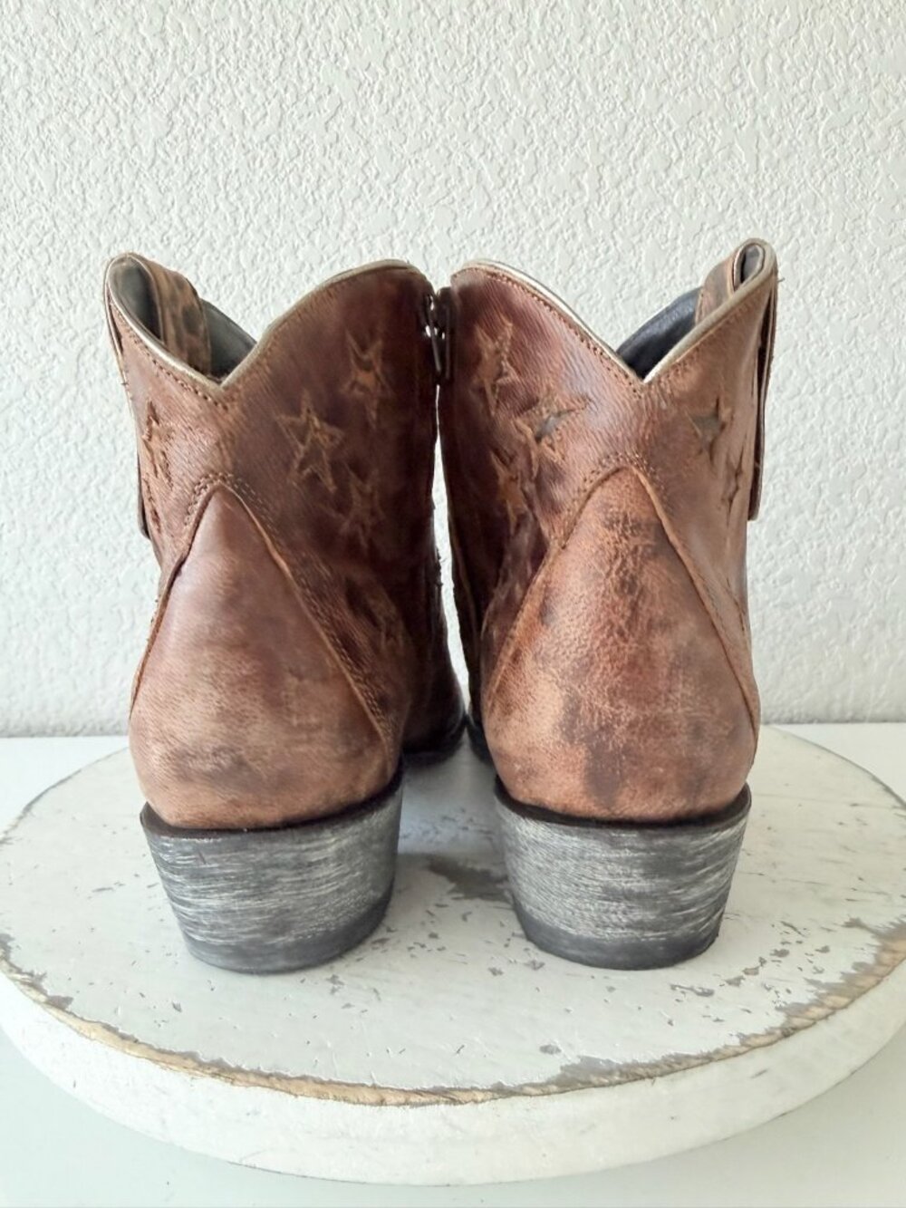 Old Gringo UNITED Short Brown Boots Animal Print Cowboy Womens 12 Snip Toe Ankle - Picture 3 of 11